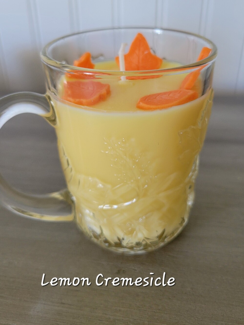 Lemon Creamsicle Scented 100% Soy Candle in Glass Mug
